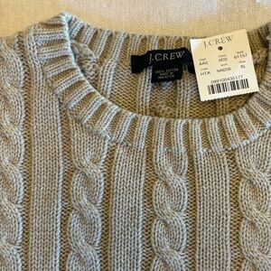 J.Crew Light Gray/Beige Cable Knit Sweater XL